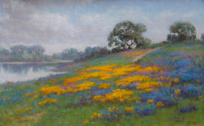 William F. Jackson - Wildflowers by a Lake